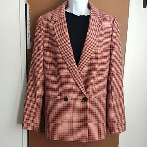 GAP Women's Red and Black Checkered Blazer